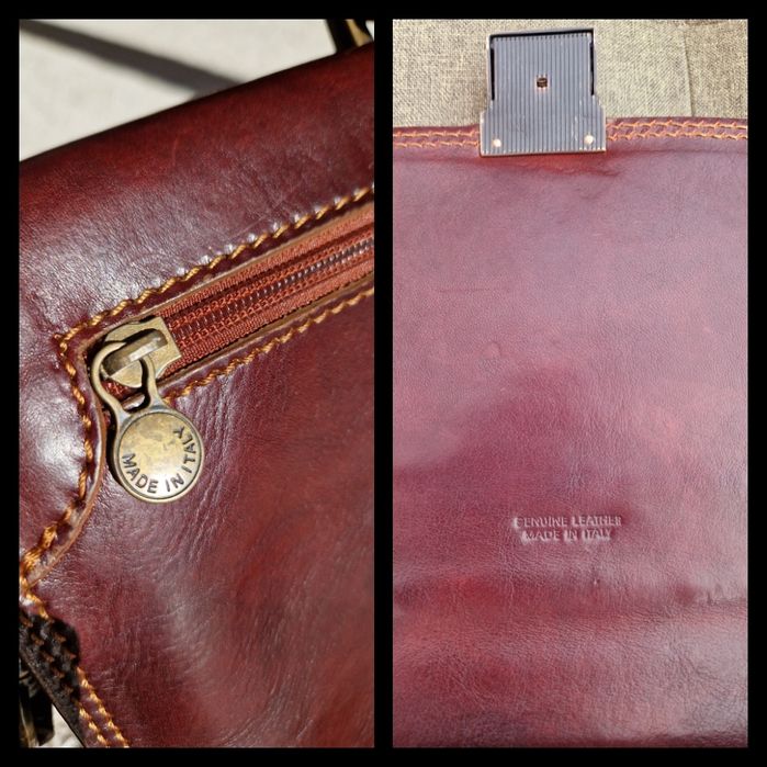 Servieta piele naturala italieneasca vachetta cognac