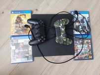 PlayStation 4 Slim 500 GB, 2 джойстика + 4 игры