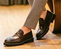 Pantofi loafer 41.5 42 penny premium BIANCO NOI piele naturala moale