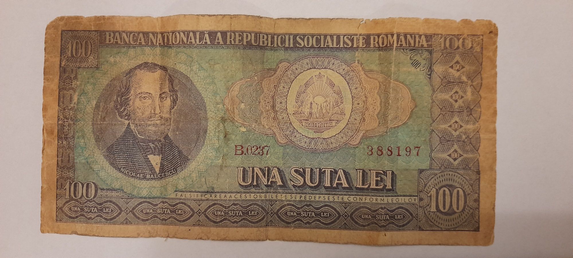 Bacnota 100 lei 1966