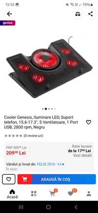 Cooler Genesis, Iluminare LED, Suport telefon