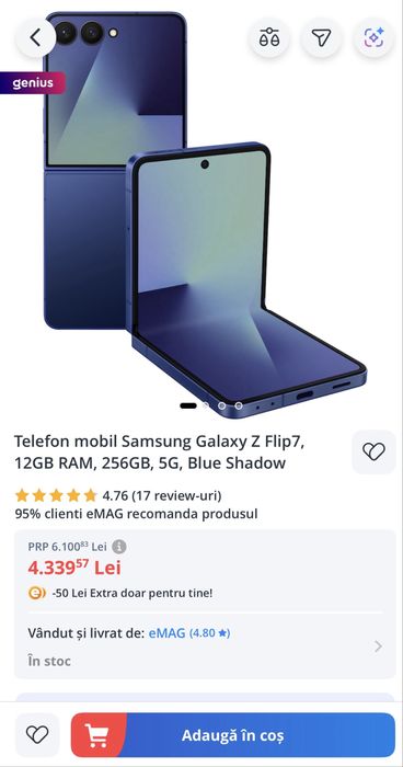 Samsung Galaxy Z Flip7, 12GB RAM, 256GB, 5G, Blue Shadow
