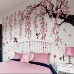 Stickere decorative!! Set 4 autocolante-Copac cu flori