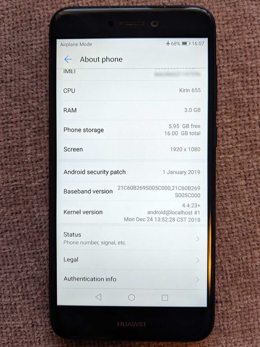 Smartphone Huawei P9 Lite (2017), 16GB, Dual SIM, 4G, Black FULL BOX