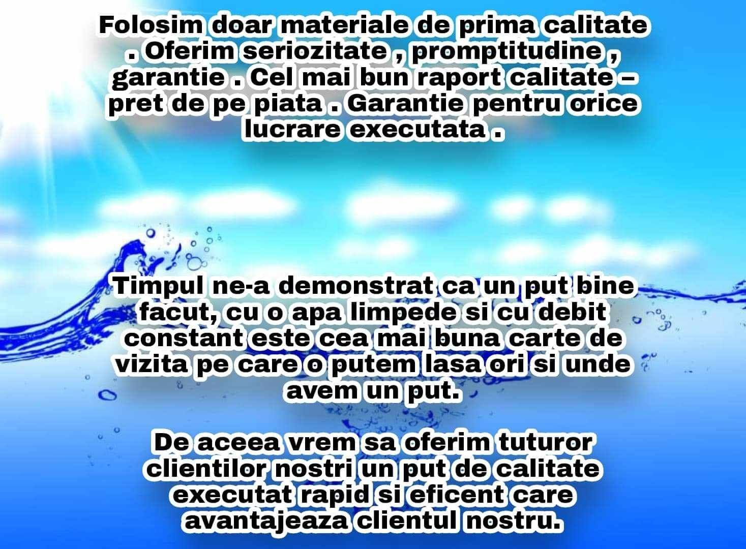 Curățări și adânciri puțuri și famtani