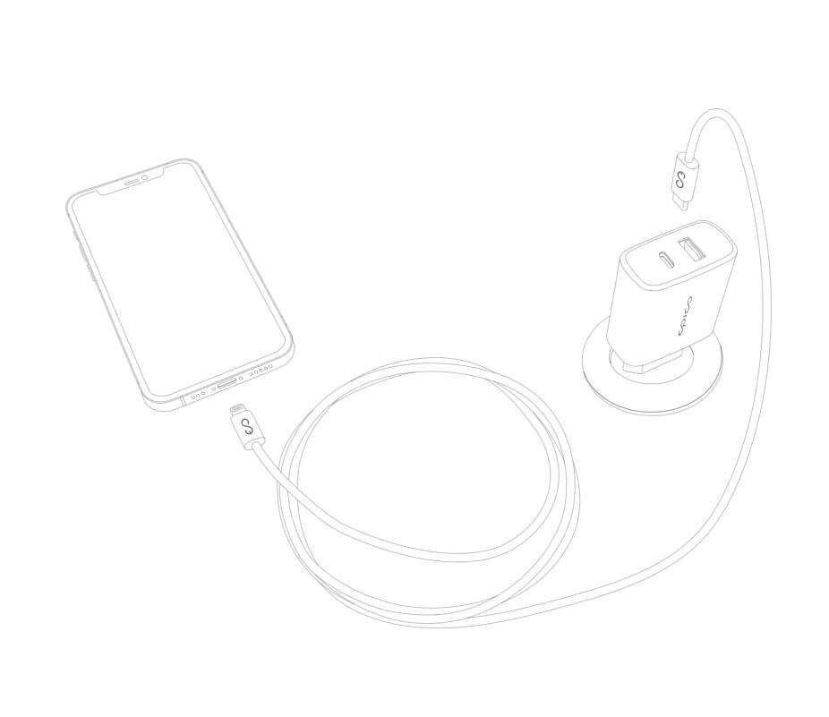 USB-C Кабел за iPhone, EPICO Lightning MFI Cable 1m, Бял