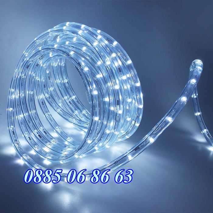 Бял светещ коледен маркуч 20 м + контролер