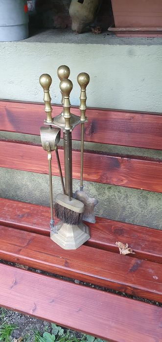 Ustensile alama, set curatare semineu, teracota, soba pe lemne