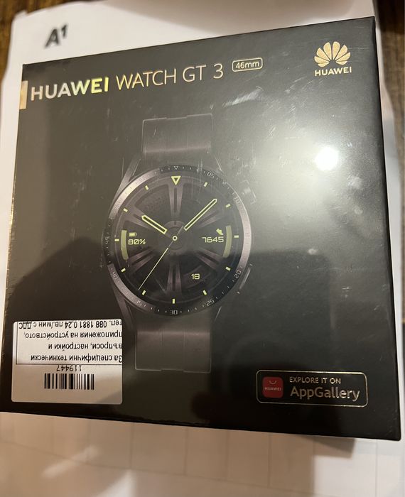 Нов Huawei Watch GT 3 46mm Black - 24м Гаранция