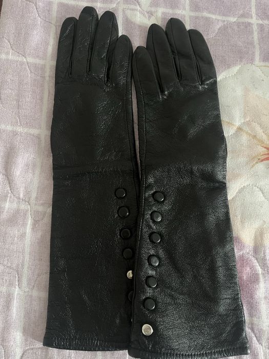 Длинные перчатки кожа 16р