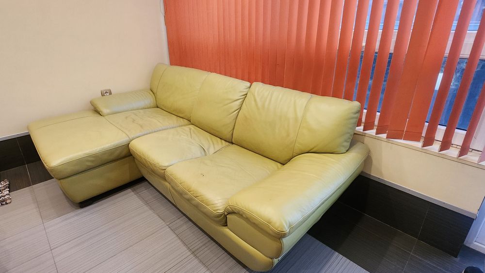 Ъглов диван естествена кожа