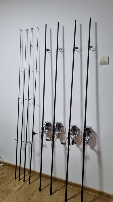 SET 4 Lansete FL Ultra Team 3.60m 3.75lbs 2seg + 4 Mulinete WIND BLADE