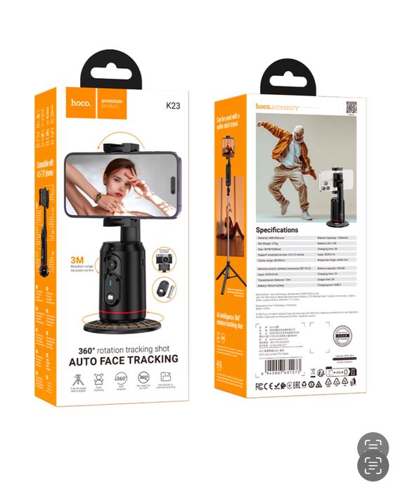 Suport Selfie Auto Rotativ 360 Detectie Fata cu Telecomanda