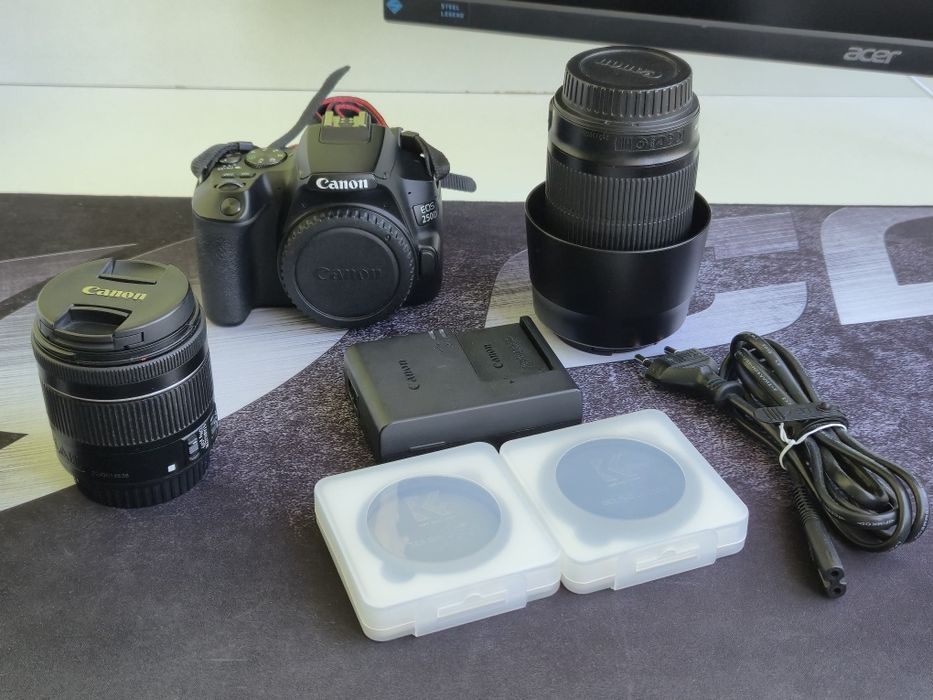 Фотоапарат и обектив: Canon EOS 250D + 18‑55 кит + 55‑250 IS STM