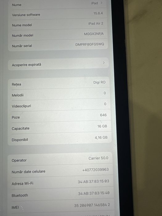 Ipad air 2 celular data ca nou