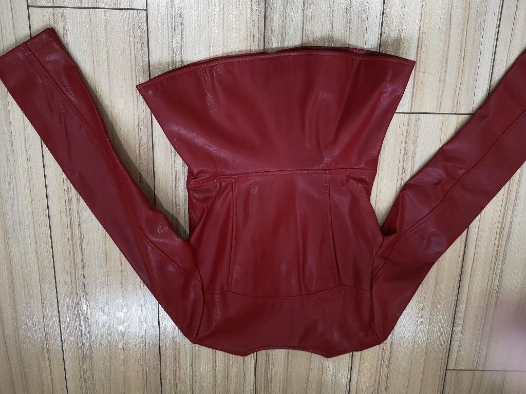 Дамско кожено яке Червено Зара Zara
