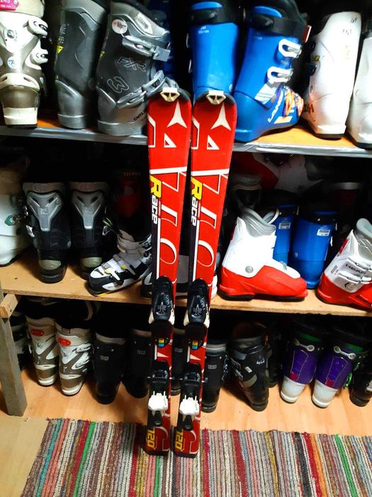 Schiuri copii 120 cm Atomic optional clapari schi bete casca set