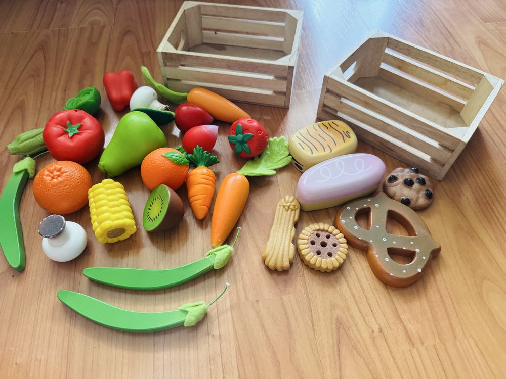 Детски комплект с продукти за готвене - плодове, зеленчуци и печива