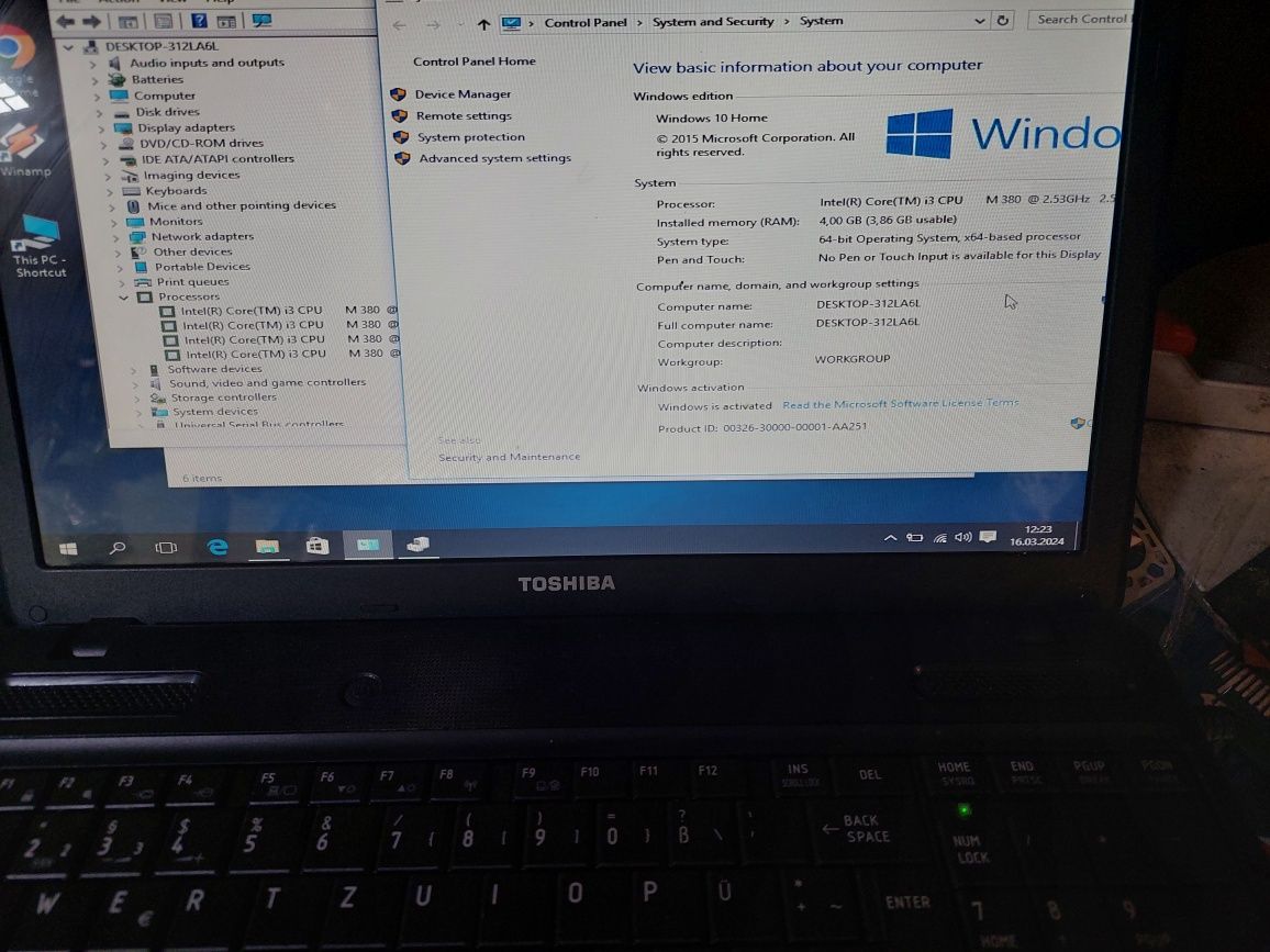 Laptop Toshiba Satelite i3