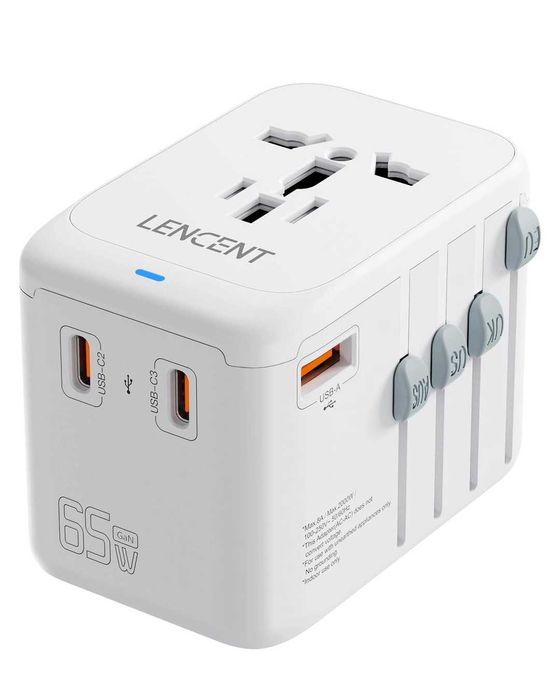 Adaptor / incarcator călătorie Lencent GaN 65W cu 4 porturi USB