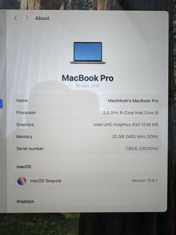 MacBook Pro 15 A1990 2018 TouchBar