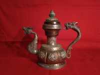 Ceainic Asiatic Vechi, din bronz si argint - Raritate