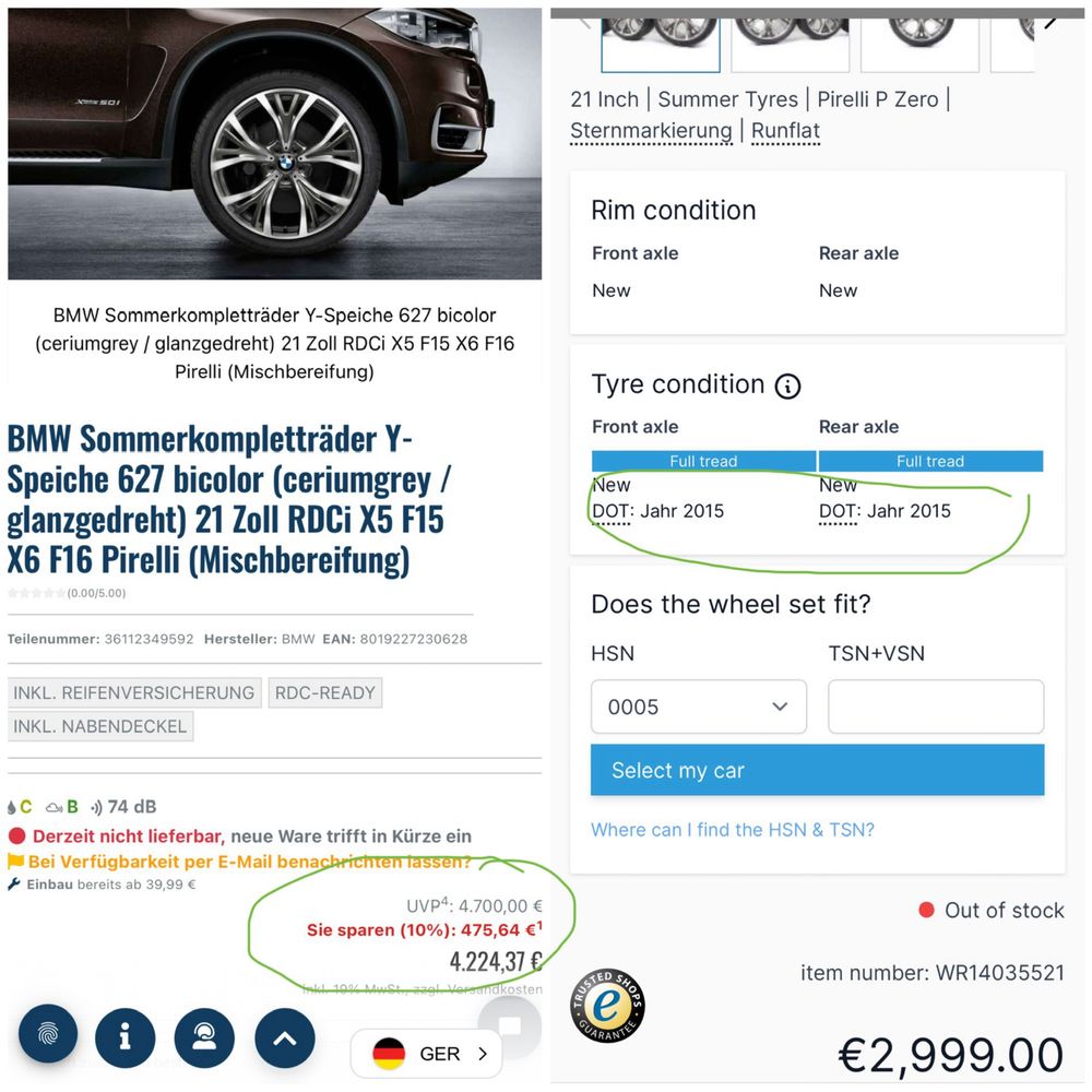 Jante 21”BMW X5-X6Originale-Anvelope-Noi!Dunlop 0km RunFlat