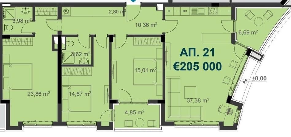 Продава се Четиристаен апартамент в Бургас, Крайморие - 161 кв.м за 1305 €/кв.м - Снимка #2