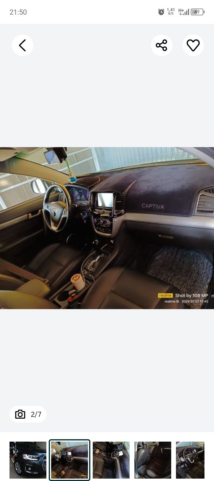 Captiva C7 2018 kraskasi tozza 70 ming yurgan