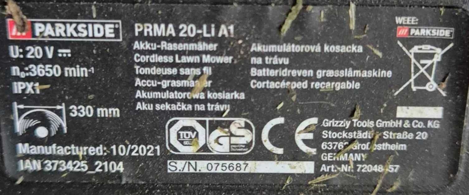 Parkside косачка на батерия за части PRMA 20 LI A1