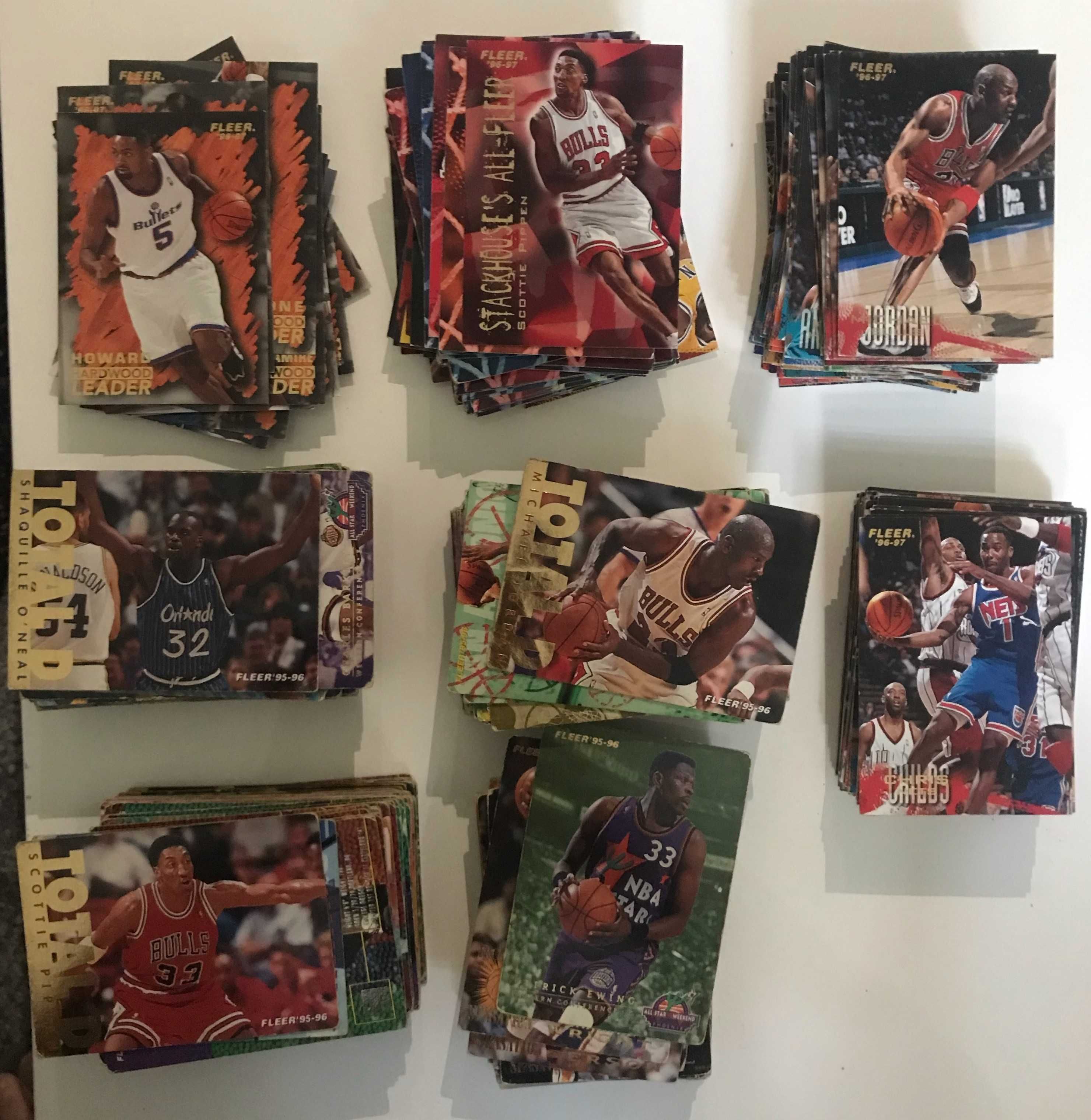 Над 400 бр. НБА NBA fleer карти БЕЗ повтарящи 1995, 1996 и 1997