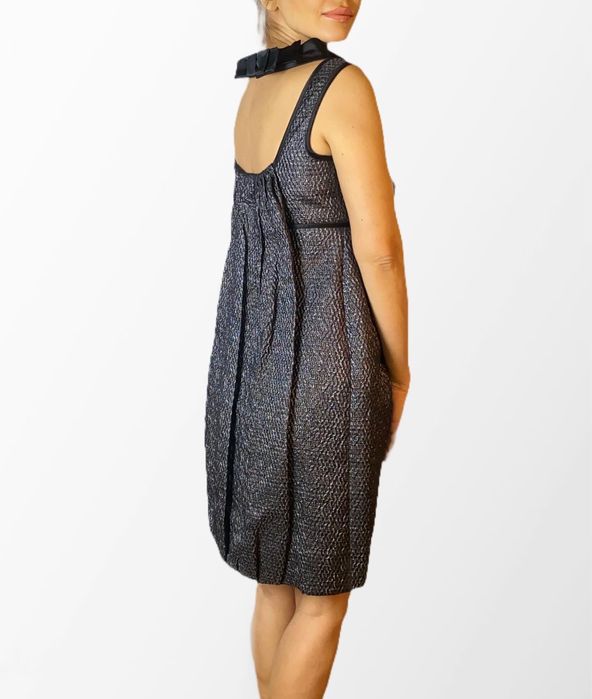 Rochie Prada, metalizata, argintiu-antracit