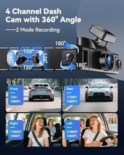 Нова Камера кола 4CH 360° WiFi IR нощна визия 64GB Dashcam автомобил