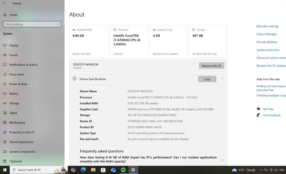Laptop Gaming ASUS - Intel i7-6700HQ, GTX 950M 4GB, 8GB RAM, 480GB SSD