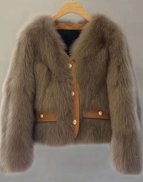 Дамско късо яке/палто с косъм С размер