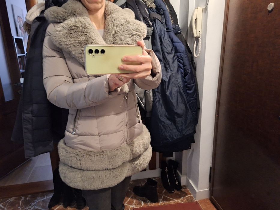 Geaca dama cu rever cu efect de blana