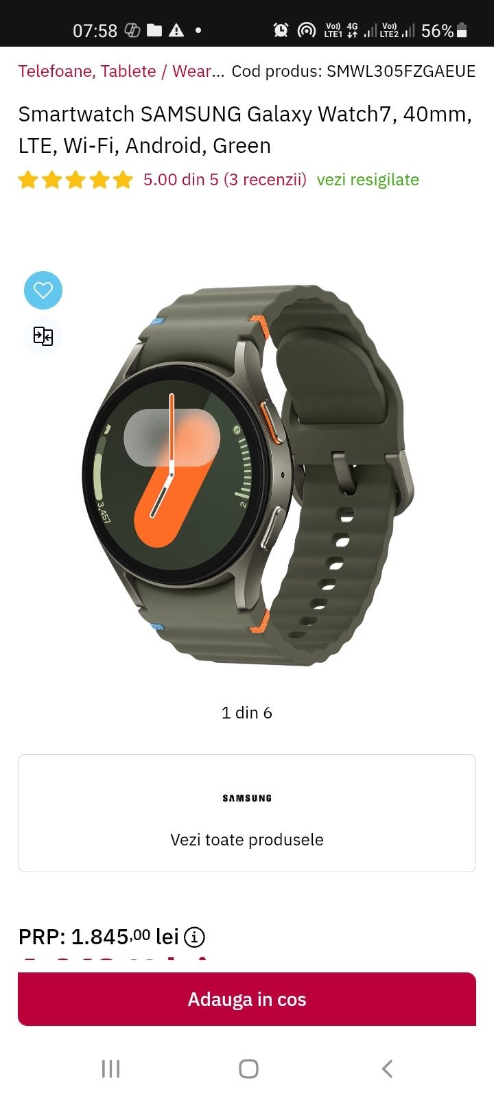 Vand smartwatch Samsung Galaxy Watch 7 folosit mai puțin de 1 luna