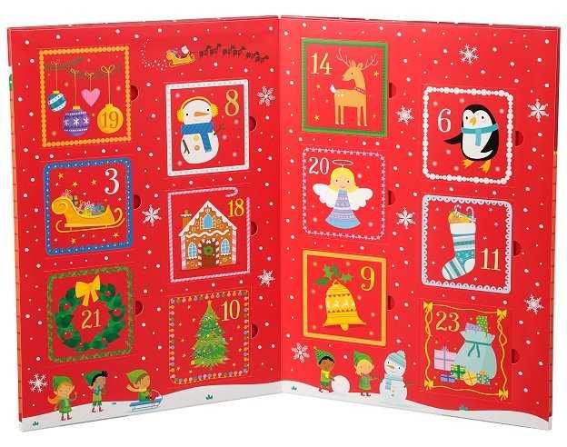 ПРИКАЗНА КОЛЕДА – червен и син календар, Голяма книга с 24 приказки
