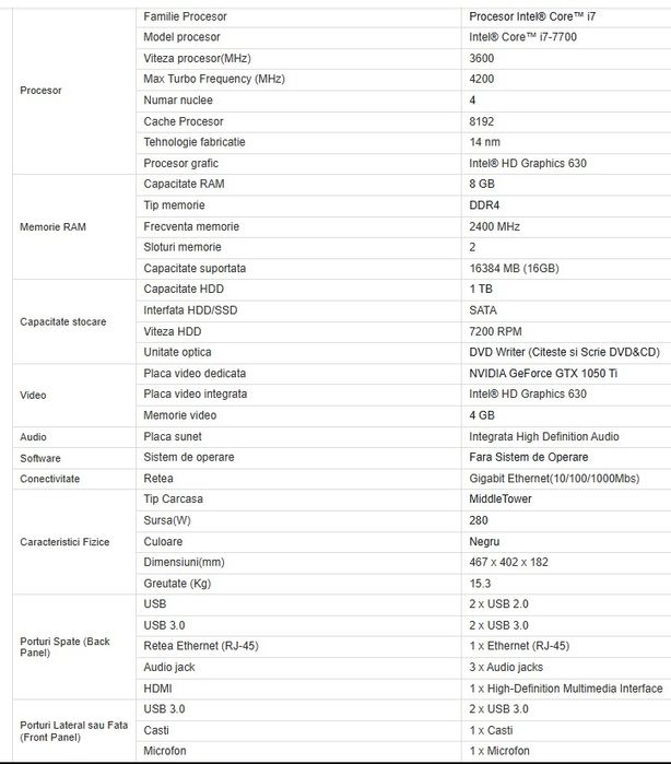 PC Gaming Lenovo I7 DDR4- Super preț