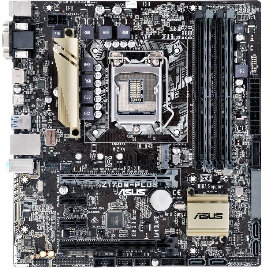 Дъно Дънна платка Asus Z170M-Plus LGA 1151 DDR4 до 64GB OVERCLOCK