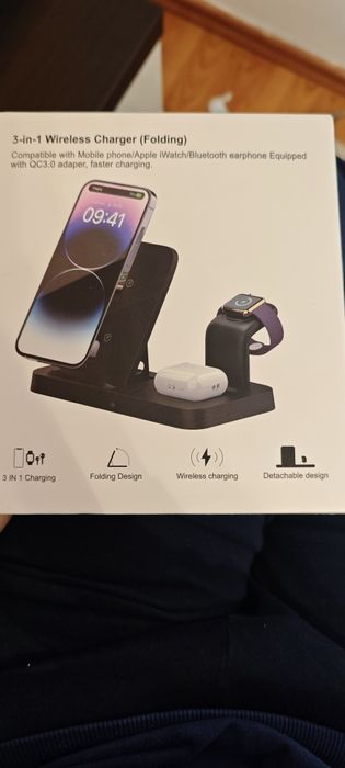 Statie încărcare wireless telefon, ceas, căști