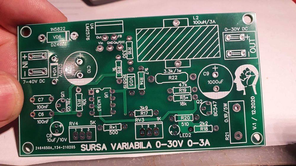 Vand cablaj PCB modul buck converter 30V 3A cu CI LM2576T-Adj