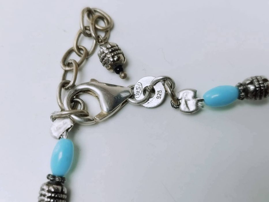 Vechi colier etnic argint de 925, lucrat manual, pietre naturale