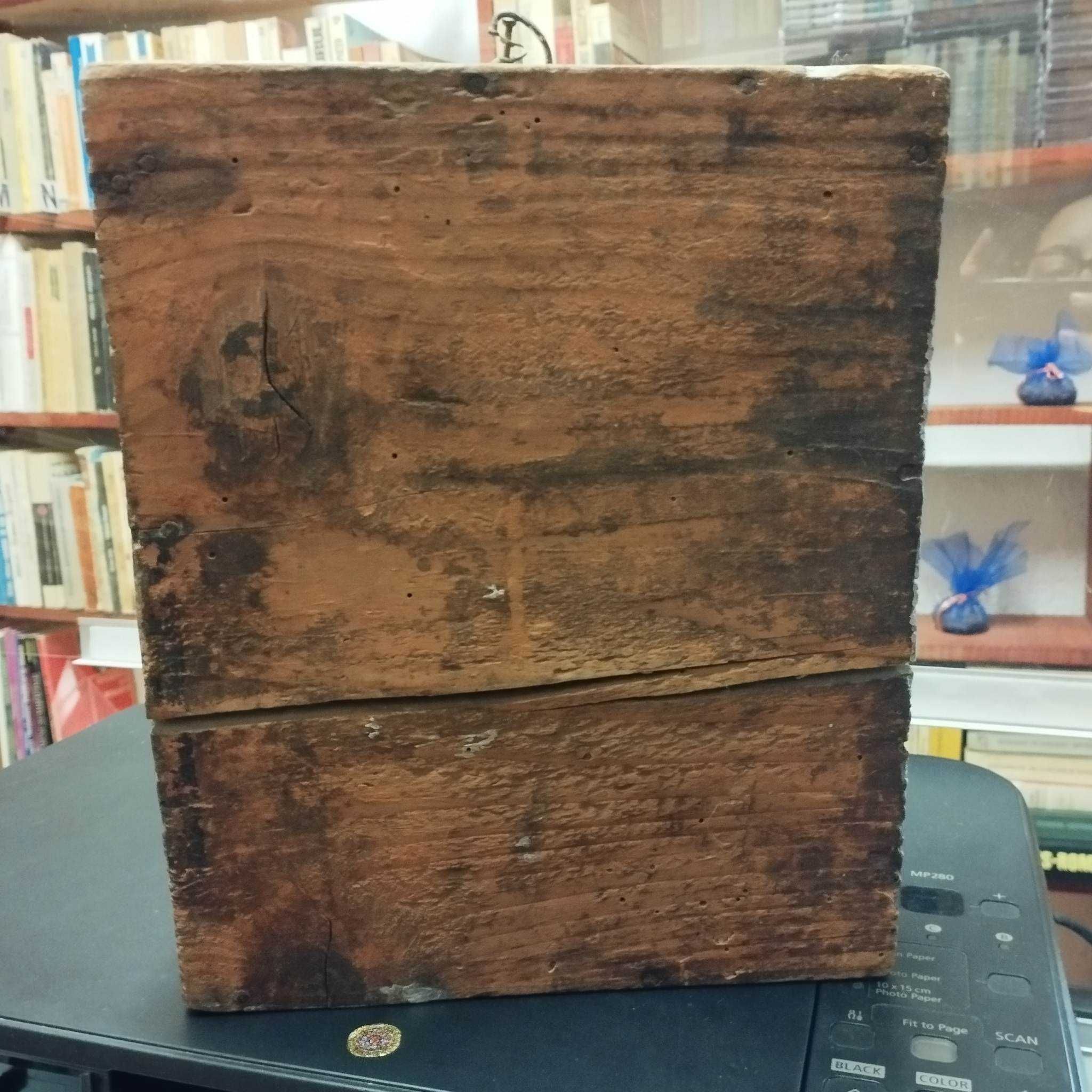 Icoana veche, litografie, in cutie de lemn