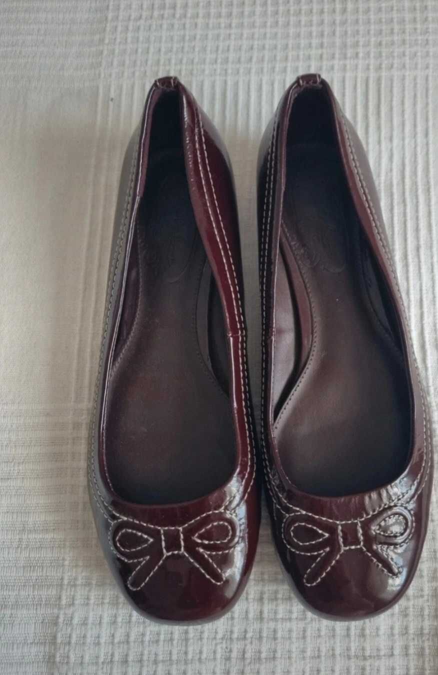 Balerini Marks & Spencer, piele lăcuită,  vișinii,  marimea 35