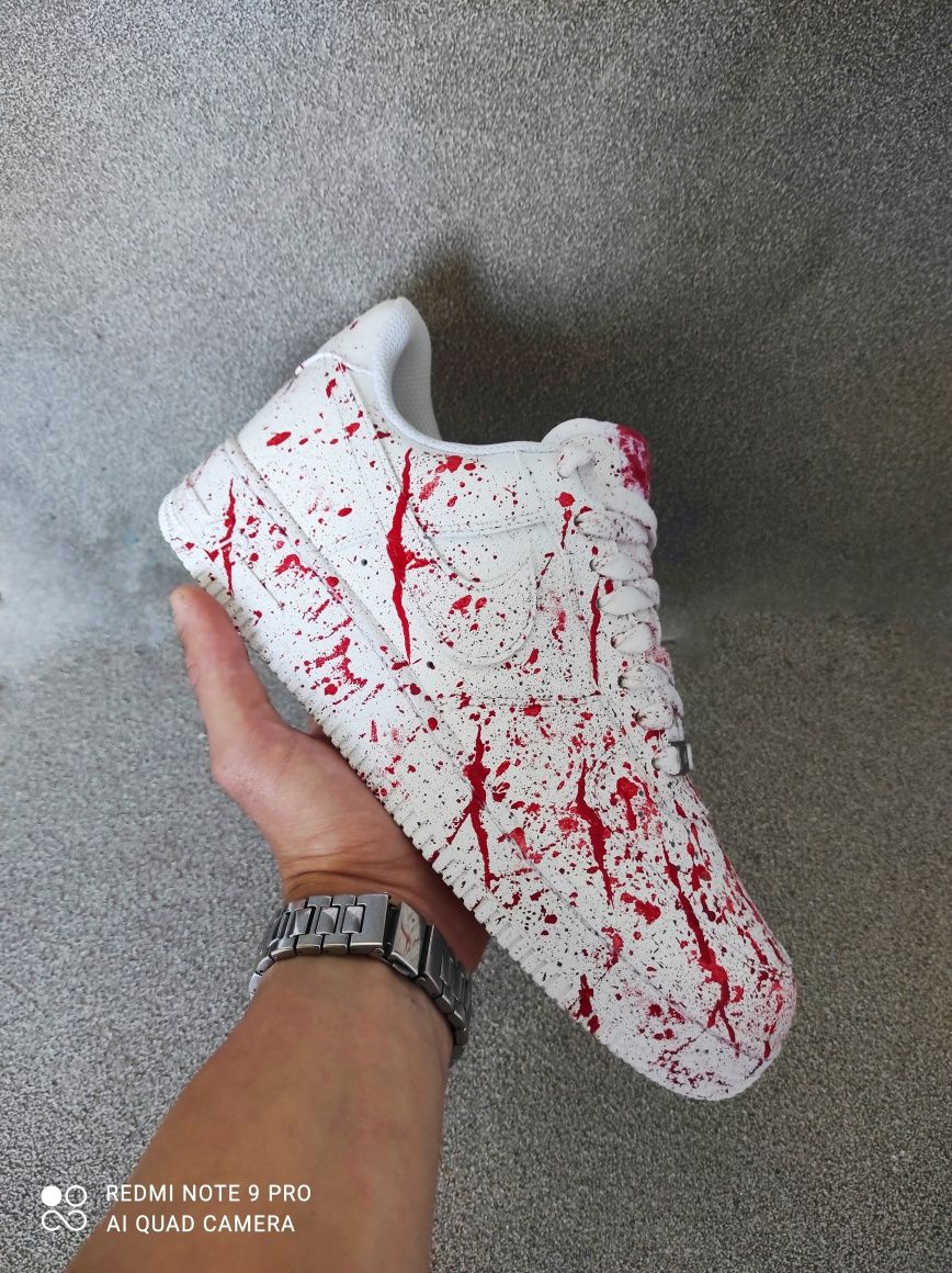 Adidasi Nike Air Force 1 Bloody custom(nu yeezy,jordan,adidas,uptempo)