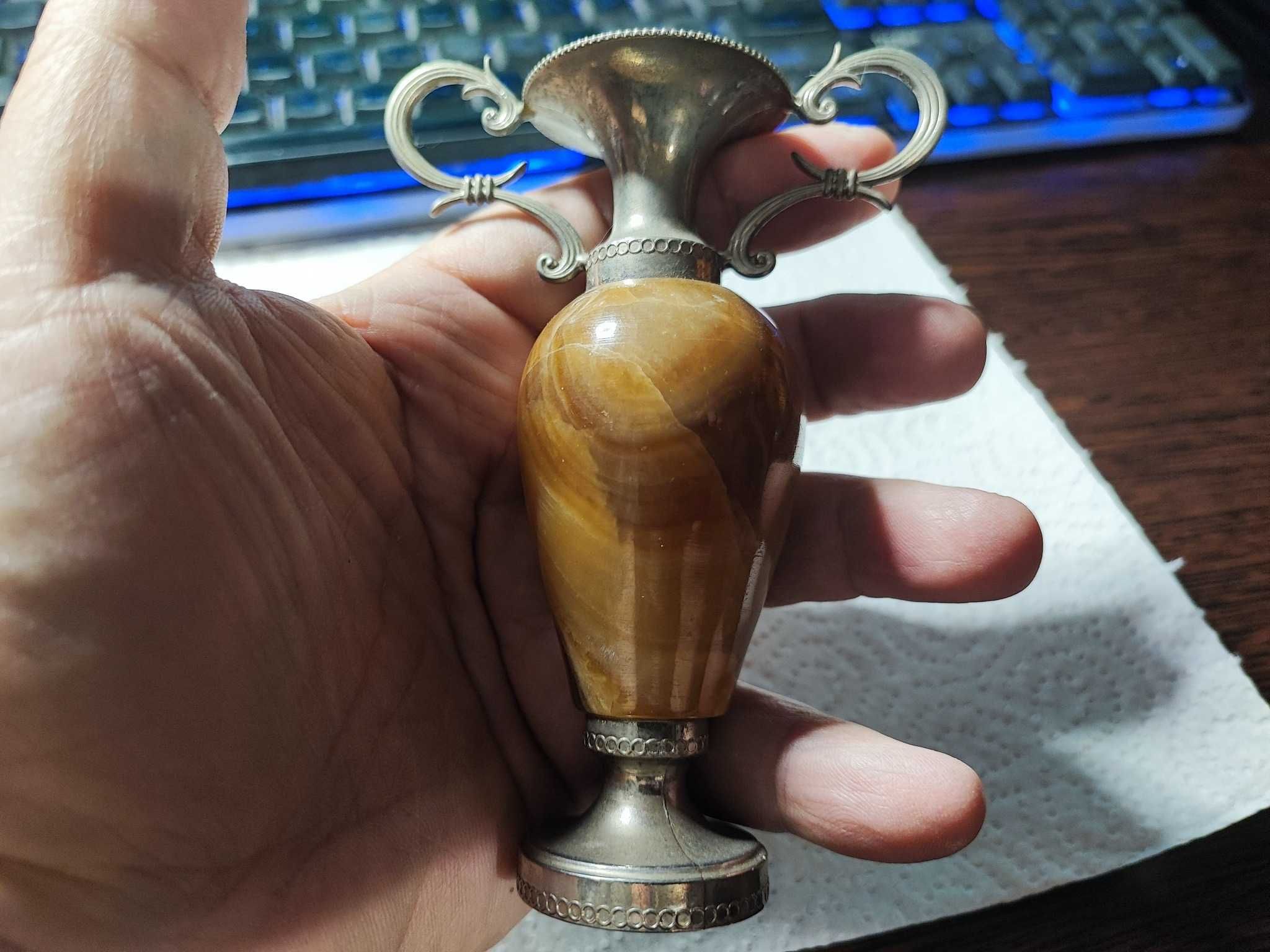Mini vas vintage de onix maro