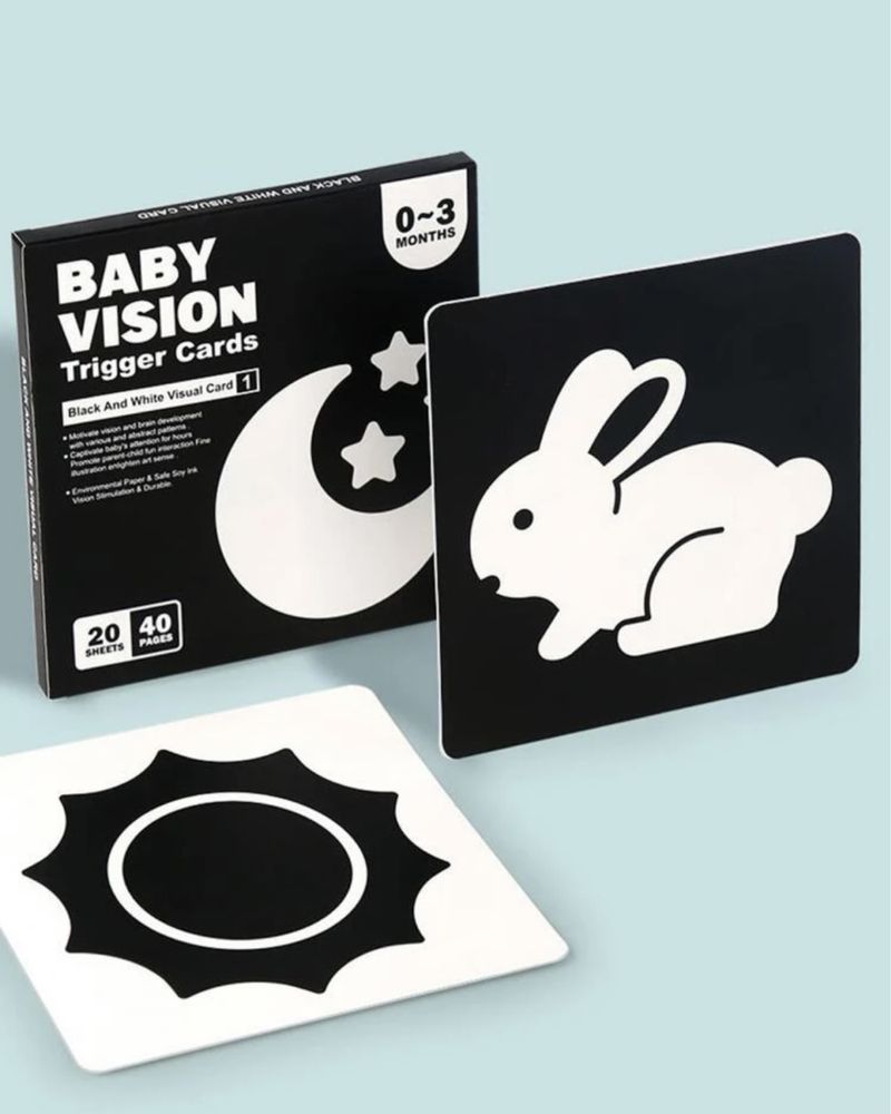 Carduri alb-negru pentru bebeluși, nou născuți, stimulare vizuala