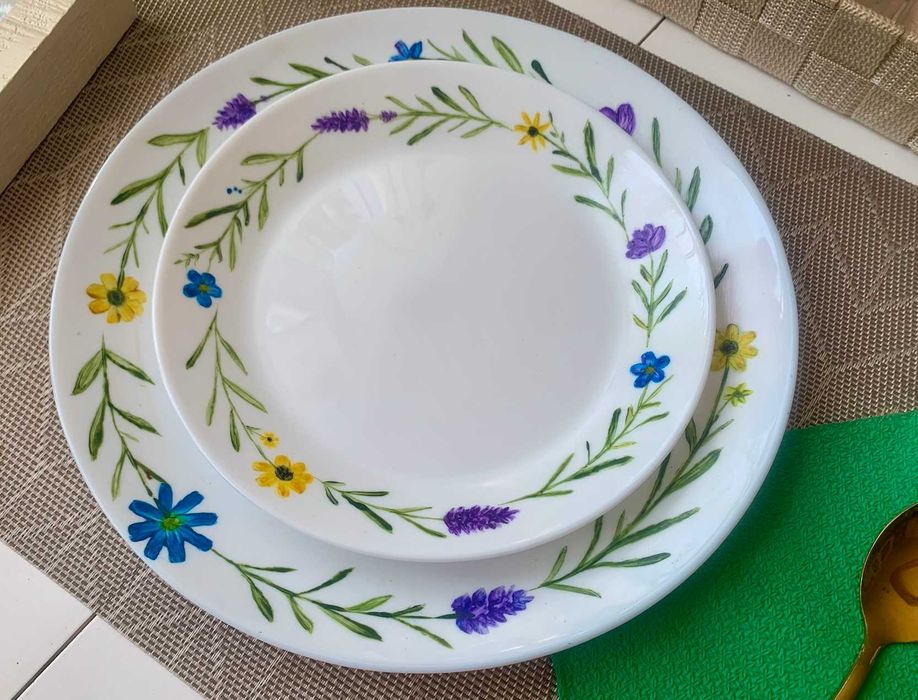 Ръчно рисувани луксозни чинии от френски порцелан