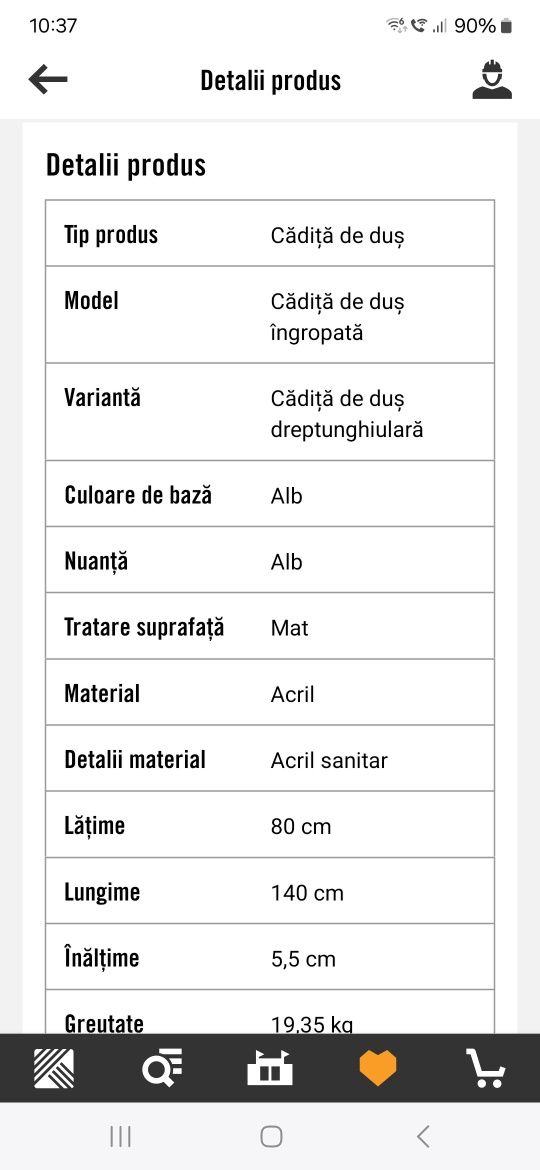 De vânzare cădița duș slim